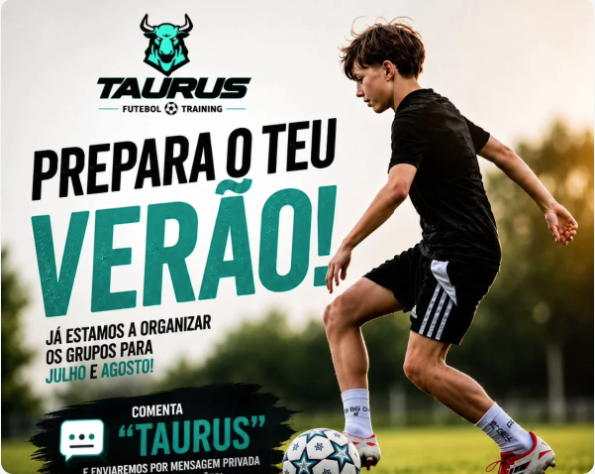 Arte Taurus Prepara o teu verão com jovem atleta a treinar futebol